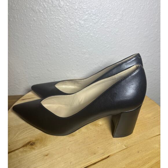 Marc Fisher Black Pointed Toe Block Leather Heels Classic size 10 - Picture 2 of 8